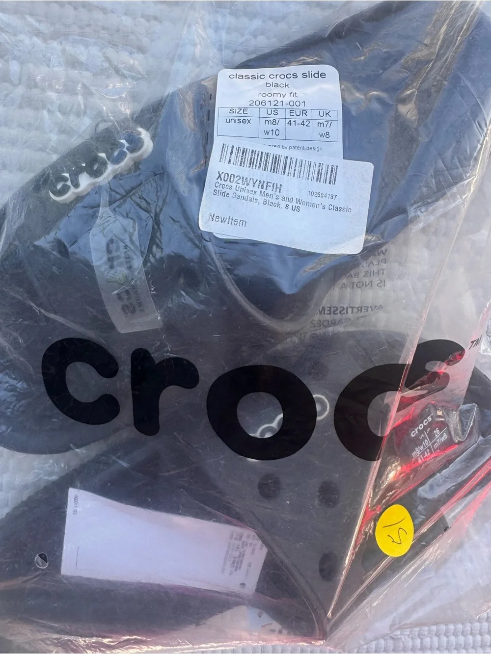 Crocs Classic Slide Black Unisex Sandals M8/W10 NWT Comfort Recovery